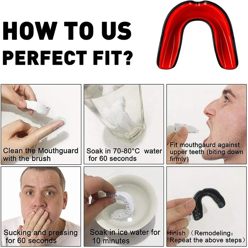 Gum Shield - Mouthguard, Black and Red, with Storage Case