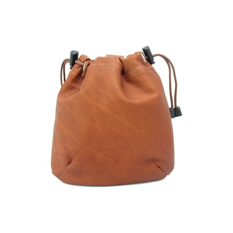 Piel Leather Drawstring Pouch, Saddle, One Size