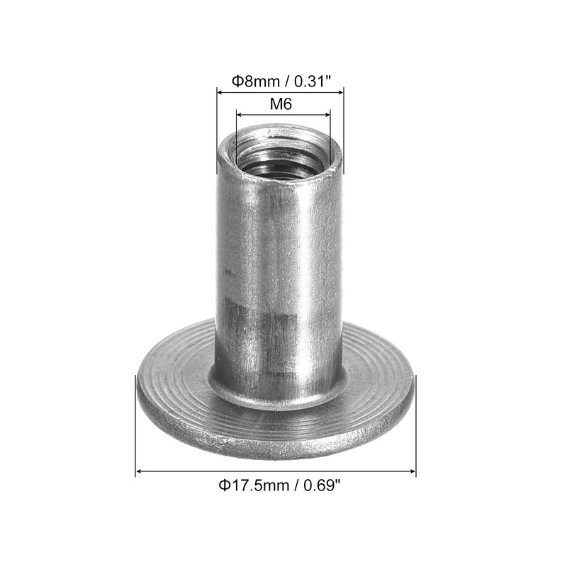 uxcell M6 T-Nuts, 12pcs Carbon Steel Tee Nuts, Round Base