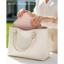 MAVHVAM Travel Jewelry Organizer with See-Through Mini Clear Zipper Pouch Small Jewelery Storage Book Ring Binder for Women Organizers for Necklace Bracelet Earring Ring Brown