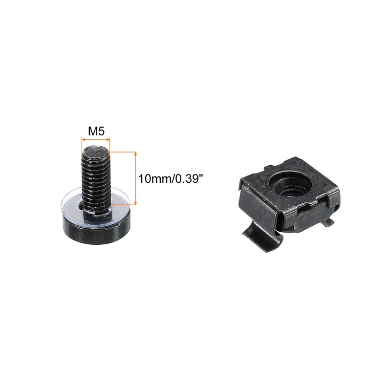 PATIKIL Rack Mount Cage Nuts M5x10mm Mounting Screws Iron Zinc