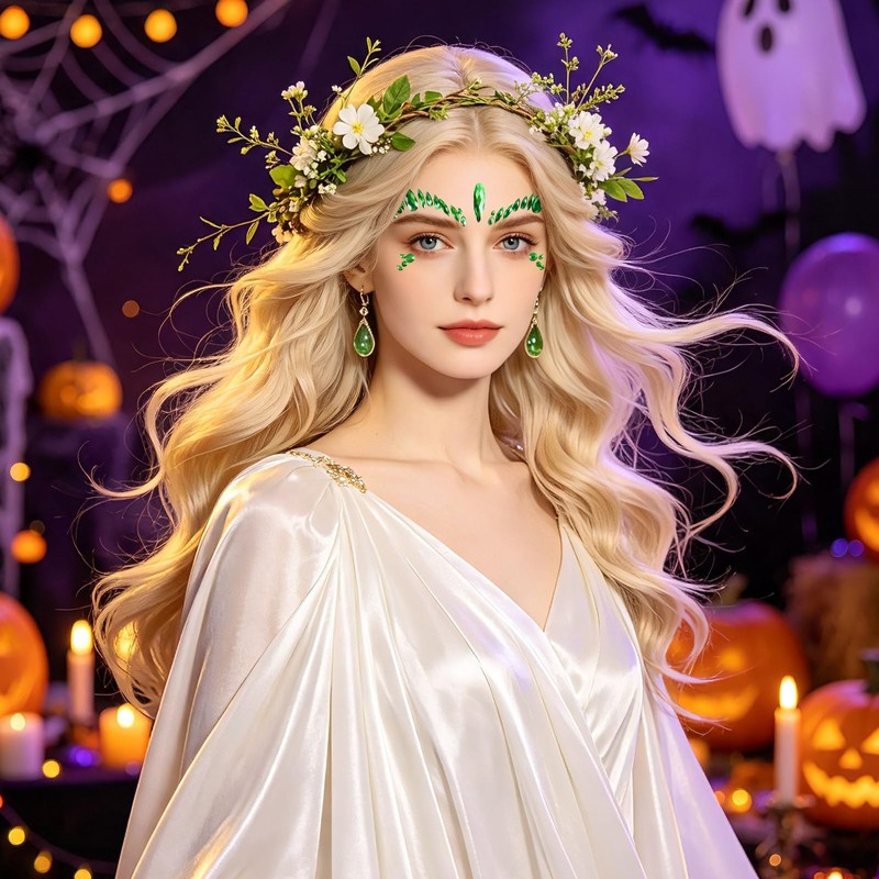 6 Pcs Green Face Gems Jewels Halloween Ivy Stickers Accessories