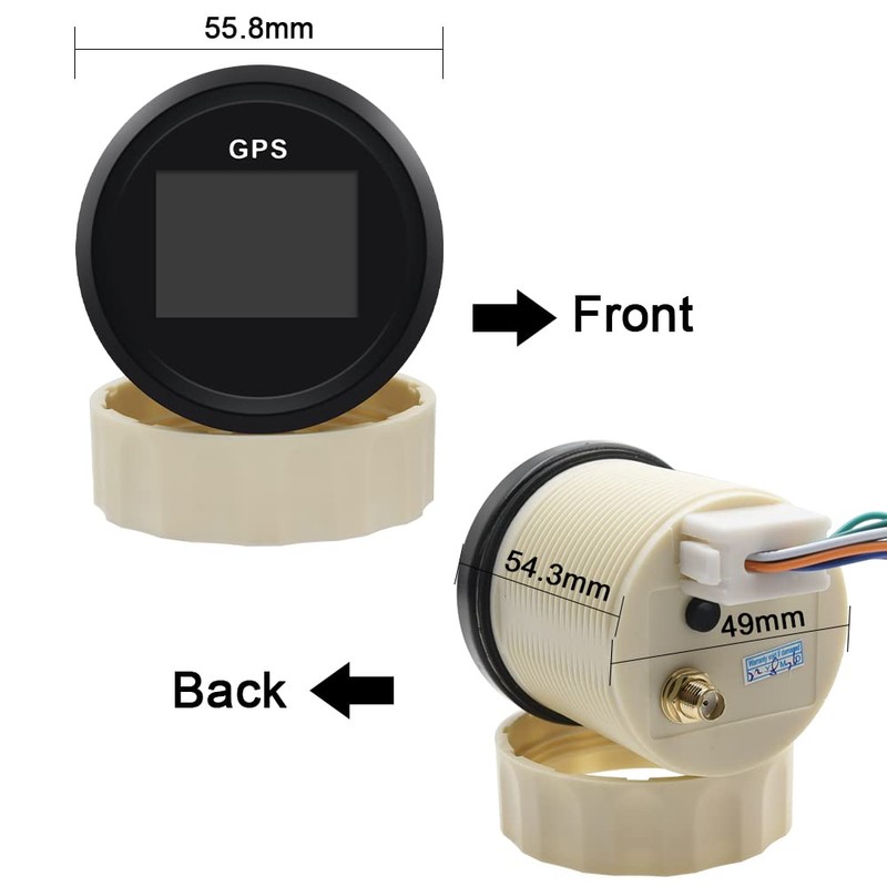 GPS Speedometer Odometer, 52mm Digital Waterproof Adjustable Speed Gauge for