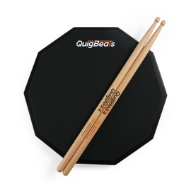 QuigBeats Drum Pad & Premium Drum Sticks, Silent Drum Practice Pad with Pitch Matched 5A Drumsticks, 12 Inch Single Side Practice Drum Pad - Dark Night Pad&5A-A