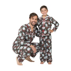 A Christmas Story Boys 'Ralphie Glasses Santa' Christmas Holiday Flannel Plaid Button Pajama Set, Green, 4/5