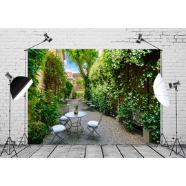 Loccor Fabric 5x4ft Europe Town Cafe Backdrop Provence France Photography Background Medieval Village Patio Garden Street Backdrop Travel Party Decorations Wedding Portrait Photo Shoot Props