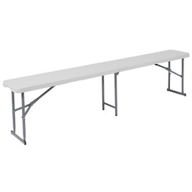 Flash Furniture Talbott 10.25''W x 71''L Bi-Fold Granite White Plastic Bench with Carrying Handle