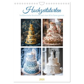 Hochzeitstorten - Verführerische Kreationen mit einer KI in Szene gesetzt (Wandkalender 2026 DIN A4 hoch), CALVENDO Monatskalender: Tauchen Sie ein in ... eines Paares zu krönen. (CALVENDO Lifestyle)
