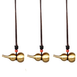 SEIWEI 3 Pack Chinese Gourd Keychain, Brass Lucky Calabash Pendant Ornaments for Backpack Car Key Decoration