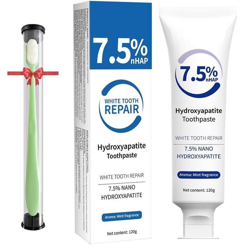 7.5% Hydroxyapatite Toothpaste, Hidroxiapatita Toothpaste for Advanced Enamel Protection,Gentle Mint,Fresh