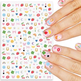 xo, Fetti Trendy Girl Nail Stickers | 604 Stickers | Girly Party Favor, Rainbow Bachelorette Decorations, Smiley Kids Birthday Manicure, Butterfly Adhesive Press Ons