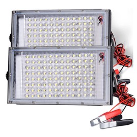 RTNLIT 2-Pack 100W LED Flood Lights Outdoor, IP65 Waterproof Emergency LED Outdoor Lights with Battery Alligator Clip for DC 12V, 1000LM 6000K Daylight White Floodlight