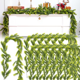 Daifunli 12 Pcs 5.6ft Artificial Christmas Garland Faux Spruce Pine Garlands Realistic Leaves Hanging Greenery Plant for Christmas Table Fireplace Wall Mantle Indoor Xmas Decor