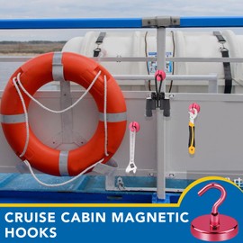 LOVIMAG Red Magnetic Hooks for Cruise Cabins, Cruise Essentials Must Haves, Cruise Magnets, Magnetic Key Holder, Strong Magnetic Hooks for Hanging, Fridge, Grill -12 Pack