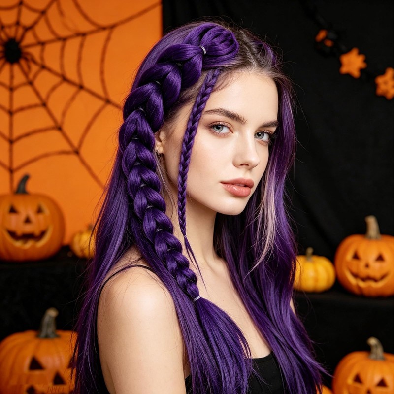 26 Inch Purple Hair Extensions, Purple Braid with a Drawstring