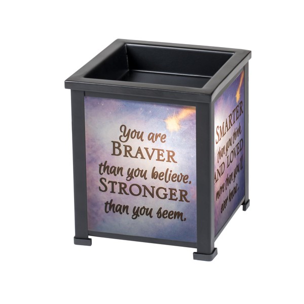 Braver Stronger Smarter Black Metal Electrical Wax Tart and Oil Glass Lantern Warmer