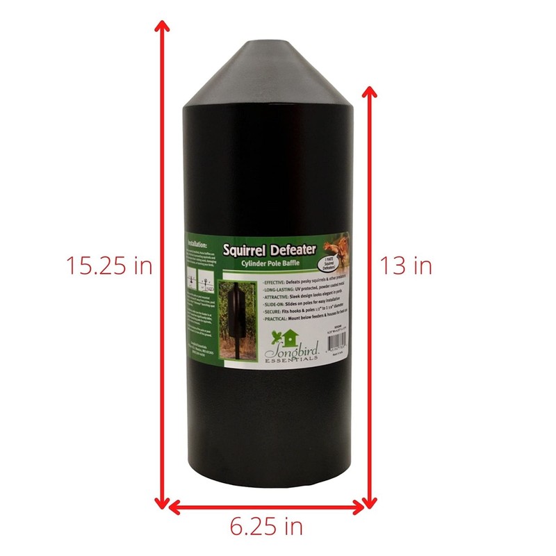 Songbird Essentials Squirrel Defeater Cylinder Pole Baffle, 6 Inch Diameter,