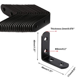 AYSUM 30pc L Bracket Corner Brace, 40mmx40mm Black Right Angle Brace for Shelves, Furniture, Cabinet, Chair with 120pc Screws
