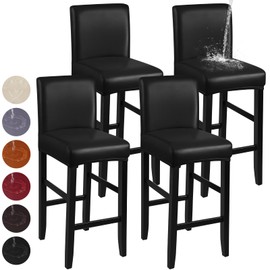 YISUN PU Bar Stool Covers Set of 2/4, Stretch Removable Barstools Covers, Waterproof Counter High Leg Low Back Chair Covers for Cafe Dining Room