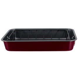 Prime Cuisine Roasting Pan with Rack – 15.75" Turkey Roaster Pan with V-Rack, Nonstick Oven Pan for Cooking, Baking & Roasting – Sturdy Handles for Easy Transport, Easy Cleanup, Burgundy