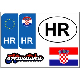 Daged Croatia Sticker Card 5 Pieces – Foreign License Plate Car Motorcycle Biker Flag Vinyl KN