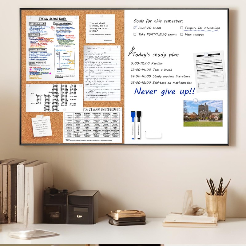 ARCOBIS Cork Board White Board Combo, 36 x 24 Inch