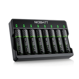 NICEBATT Rechargeable AA Batteries with Charger, 2800mAh High Capacity Low Self Discharge Ni-MH Double A Battery, 8 Pack