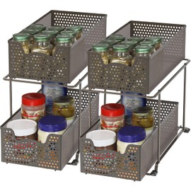 Simple Houseware Cabinet 2 Tier Perforated Basket Drawer, Bronze - 2 Pack