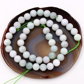 Fukugems Beads with Stretch Cord for Jewellery Making Loose Stone Beads for DIY Energy Stone Healing Power Bracelet 6 mm = 128 Pieces and 1 Roll Cord Burma Jade A 6 mm