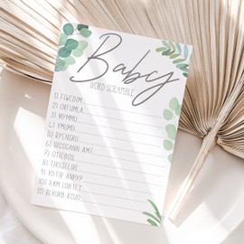 The Little Party Company Baby shower Games - Botanical Boho Theme Ultimate Value Bundle Game Pack- 7 Games in 1 pack-Neutral Baby shower games-Botanical Leaf Design (Bot7in1)…