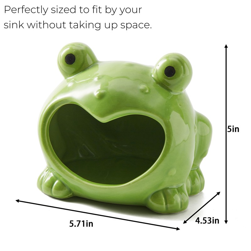 Ceramic Frog Sponge Holder for Kitchen Sink - Cute Sponge