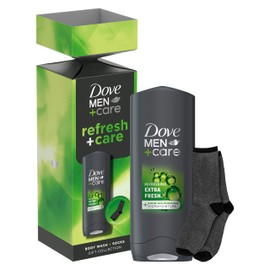 Dove Men+Care Refresh+Care Body Wash & Socks Gift Set 3-in-1 hair, face & body wash and socks in a stylish cracker perfect gifts for men 1 piece