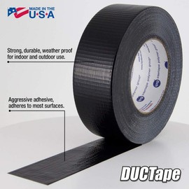 IPG JobSite DUCTape, Colored Duct Tape, 1.88" x 20 yd, Black (Single Roll)