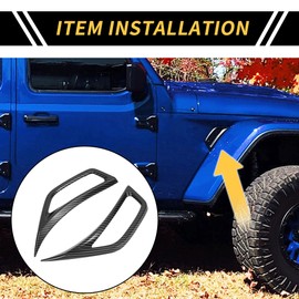 REPAIROCK Wheel Eyebrow Side Air Conditioning Vent Decor Cover for Jeep Wrangler JL JLU Gladiator JT 18-20 Fender Side Air Outlet Vent Decoration Trim Plastic Carbon Fiber Pattern Black Pair