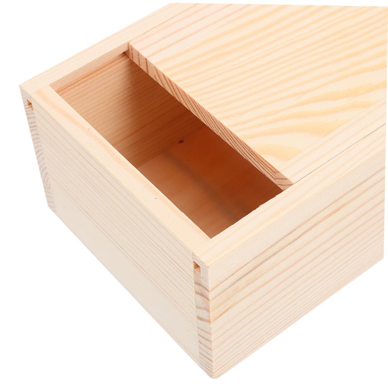 Gadpiparty 2Pcs Wooden Storage Box with Sliding Lid Rustic Keepsake