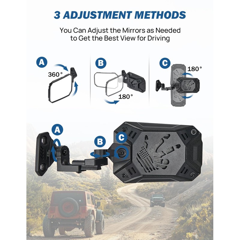 JOYTUTUS Mirrors Doors Off Doors On Compatible with Wrangler TJ