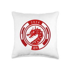 2024 Chinese New Year of Dragon Martial Arts Shirt Chinese New Year of Dragon Kung Fu Themed Throw Pillow, 16x16, Multicolor
