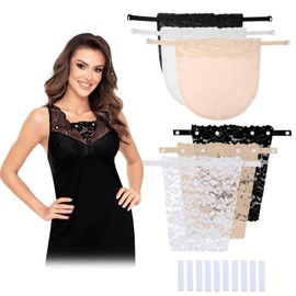 AYNKH 6 Pieces Lady Lace Anti Peep Clip-on Mock Camisole Bra Insert with Invisible Body Tapes, Adjustable Modesty Panel Vest Soft Privacy Coverage Tank Tops for V-Neck Multicolor