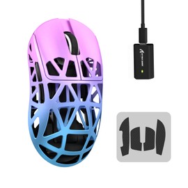 MAMBASNAKE x ATTACK SHARK R2 Magnesium Alloy Mouse, Gaming Mouse, 8K Mouse, PixArt PAW3950, Light Sensor, 1.7 oz (47 g), Ultra Lightweight, 3 Modes Connection, Bluetooth/2.4G Wireless/USB-C Wired, Double Channel, 42000DPI 50G Acceleration, 750IPS Optical Micro Switch, Online Driver ) (blue-purple. + Non-Slip Sticker)
