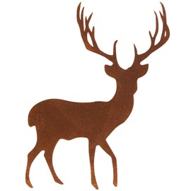 Deko Kind - Rusty Deer - 17 x 22 cm - Weather Resistant - Patina - Rust Garden Stake - Metal - Garden Figure - Rust Decoration - Wall Decoration - Rust Deer - Deer Antlers