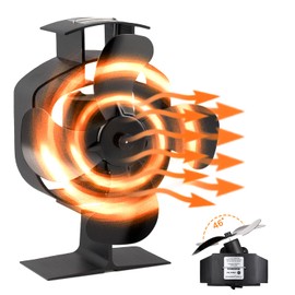 HUAREW 4 Blade Wood Stove Fan, Heat Powered Fireplace Fan Oscillating, Fireplace Fan 46° Rotation Left-Right with Button Control for Home Wood/Buddy Heater/Gas Stove