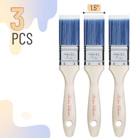 Bates Paint Brushes - 1.5-Inch, 3 Pack, Treated Wood Handle for Walls, Stain, Furniture Painting