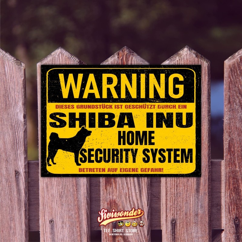 Shiba Inu Japan Warning Security System Door Sign Dog Warning