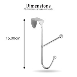 Lizzy 1x Strong Over Door Hooks Hanger | Steel Over Door Coat Rack Hooks for Coats, Jackets, Purses, Bags, Hanging Clothes, Kitchen, Wardrobe and Towels Behind Back of Bathroom