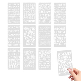 MultiValue Letter Stencils, 12 PCS Plastic Stencils for Painting Crafts Scrapbook Journal Multiple Styles Stencils for Crafts Reusable Waterproof Number Stencils Alphabet Stencils (B)