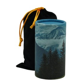 Casket Depot Memorial Collection Scattering Tube, Biodegradable Cremation Urn to Scatter Ashes, Eco Friendly Urn: Mountainview (Mini Memento Size), blue & green
