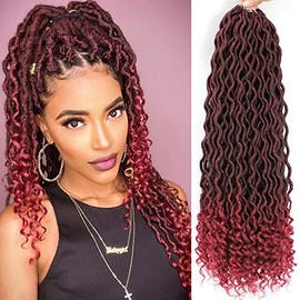 Karida 24 Inch Curly Faux Locs Crochet Hair 6Pcs/Lot Deep Wave Braiding Hair With Curly Ends Crochet Goddess Locs Synthetic Braids Hair Extensions (24 inch, T1B/530#)