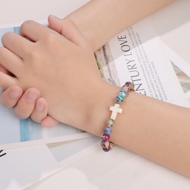 JoycuFF Christian Gifts for Women Cross Bracelet Religious Gifts, Easter Gifts for Women Inspirational Catholic Baptism Communion Confirmation Gifts for Women Christmas