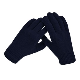 Navy Winter Gloves for Women Men Warm Knit Gloves Clod Weather Stretchy Magic Glove Adults Full Finger Mittens Navy Blue One Size