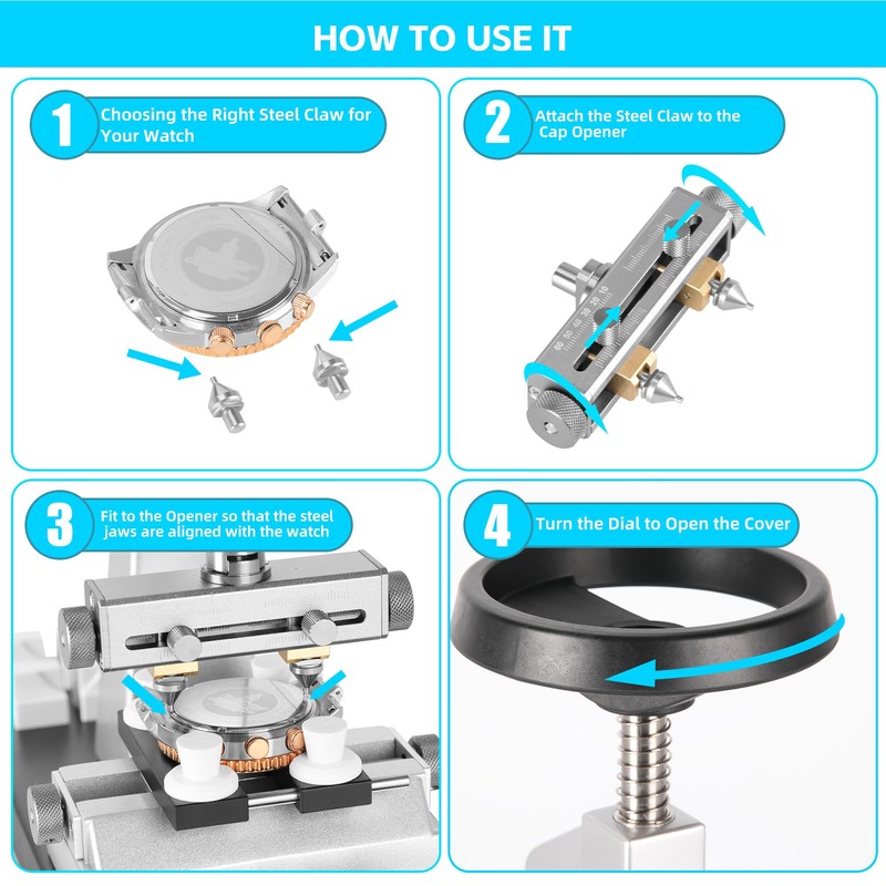 Singcci Bench Watch Opener 5700，with 6 Types of Steel Teeth,